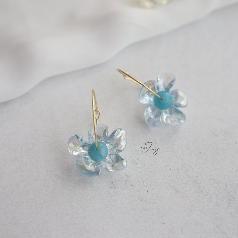 Flora Gem Earrings Jewelry WearZing Aquamarine 