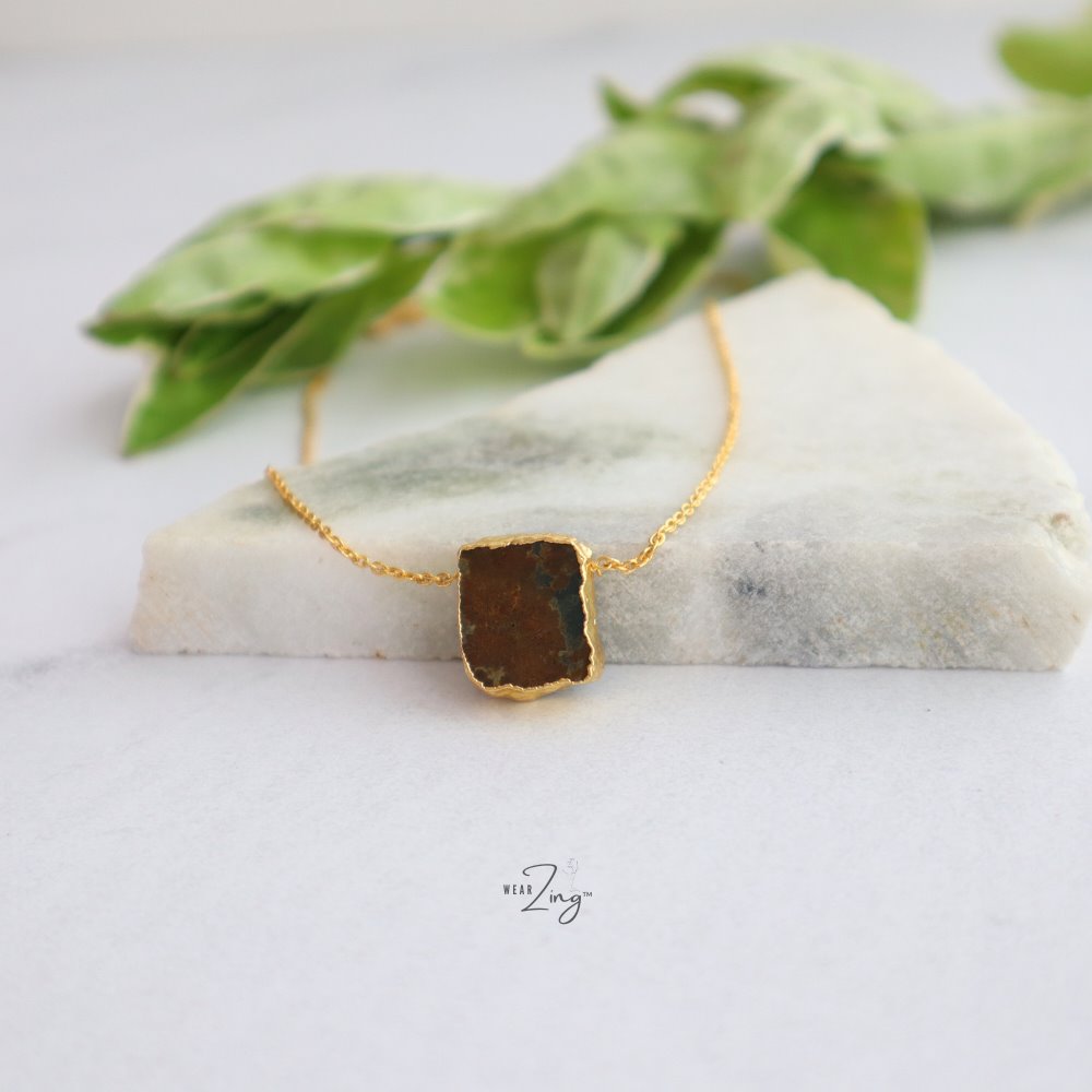 Jasper Slice Pendant WearZing Gold 5 