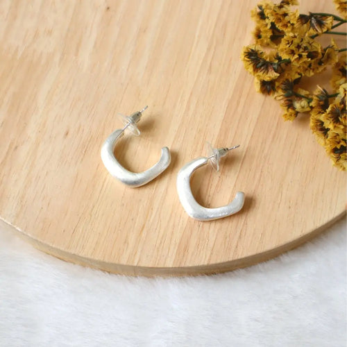 Matte Silver Hoops WearZing - Crystal Jewelry Store in India