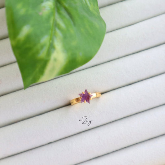 Minimal Star Ring WearZing Amethyst 