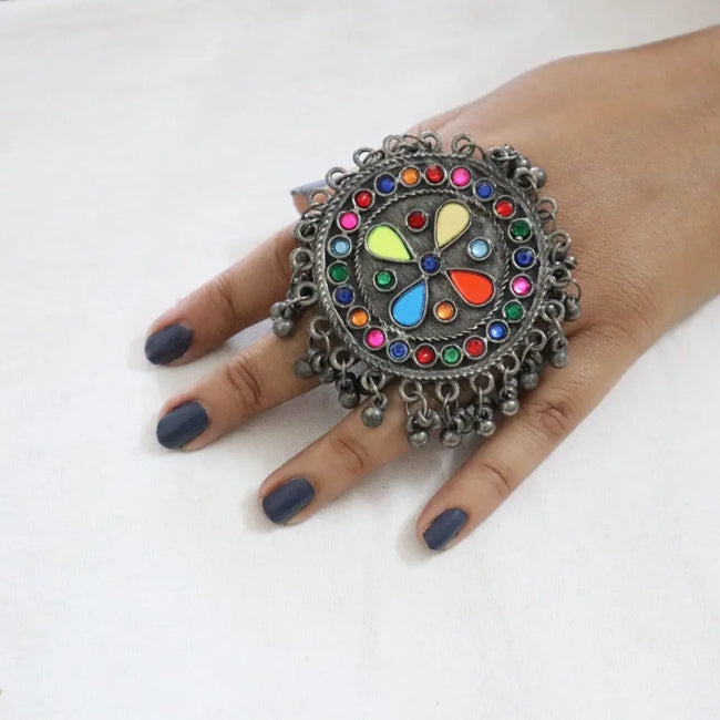 Oxidized Big Statement Ring 6 WearZing - Crystal Jewelry Store in India