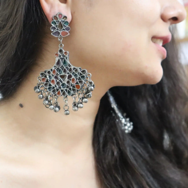 Oxidized Black Metal Earrings 5 WearZing - Crystal Jewelry Store in India