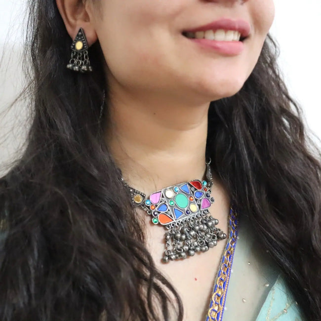 Oxidized Neckpiece Set 1 WearZing - Crystal Jewelry Store in India