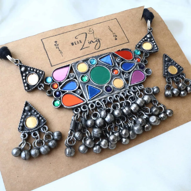 Oxidized Neckpiece Set 1 WearZing - Crystal Jewelry Store in India