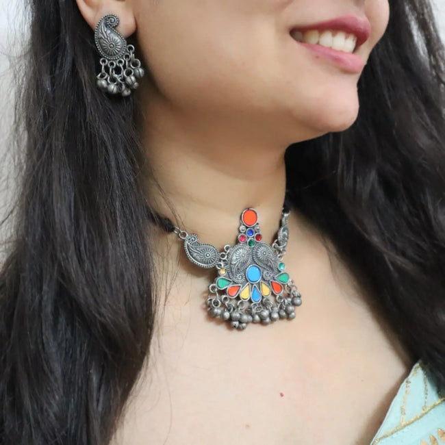 Oxidized Neckpiece Set 2 WearZing - Crystal Jewelry Store in India