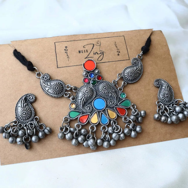 Oxidized Neckpiece Set 2 WearZing - Crystal Jewelry Store in India