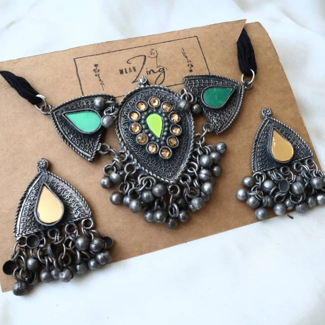 Oxidized Neckpiece Set 3 WearZing - Crystal Jewelry Store in India