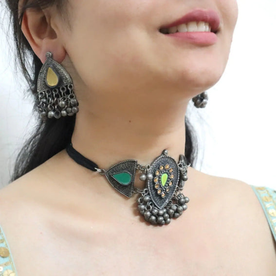 Oxidized Neckpiece Set 3 WearZing - Crystal Jewelry Store in India