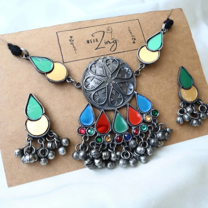 Oxidized Neckpiece Set 4 WearZing - Crystal Jewelry Store in India