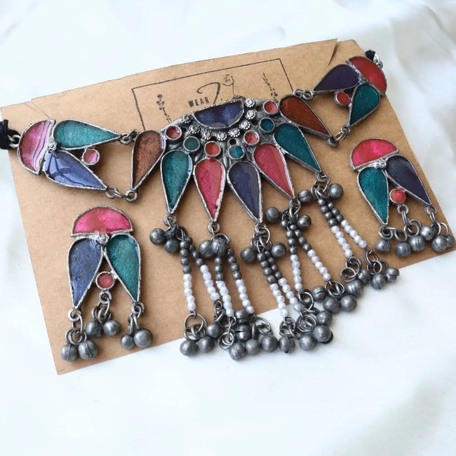 Oxidized Neckpiece Set 5 WearZing - Crystal Jewelry Store in India