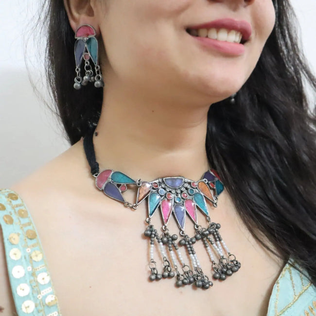 Oxidized Neckpiece Set 5 WearZing - Crystal Jewelry Store in India