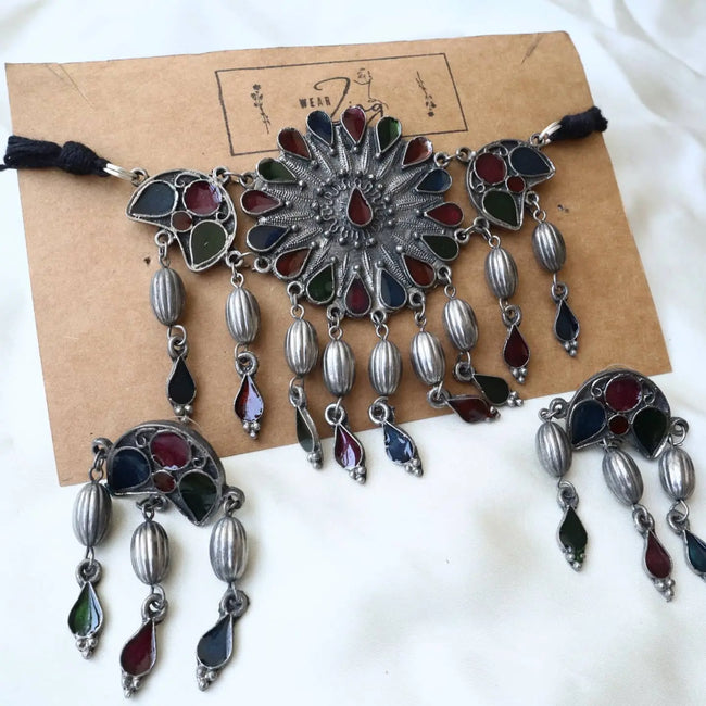 Oxidized Neckpiece Set 6 WearZing - Crystal Jewelry Store in India
