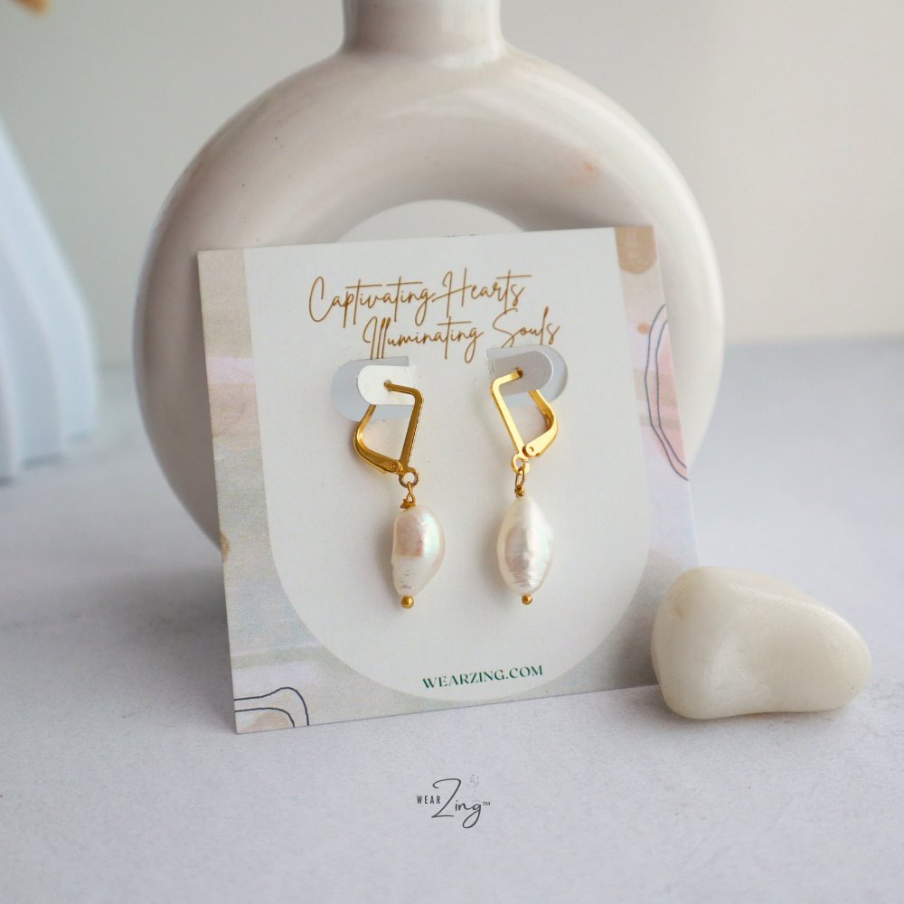 Pearly Gold Drops Jewelry WearZing 