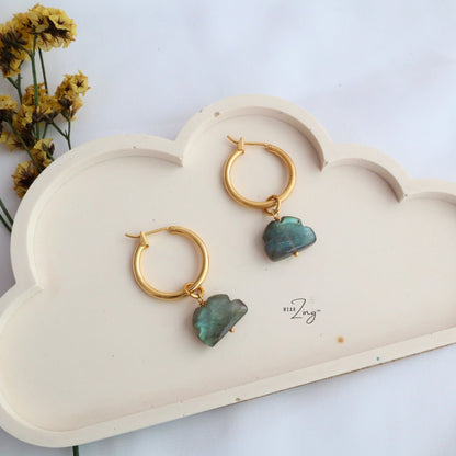 Sky Cloud Gem Hoops WearZing Labradorite Gold 