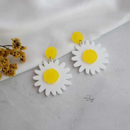 White Daisy Earrings WearZing 